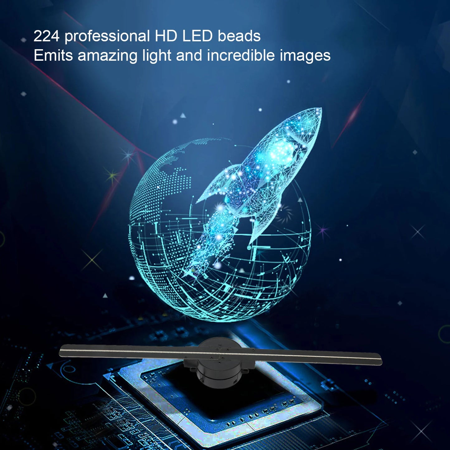3D Hologram Fan Projector – 16.5" WiFi Display with 224 LEDs for Advertising