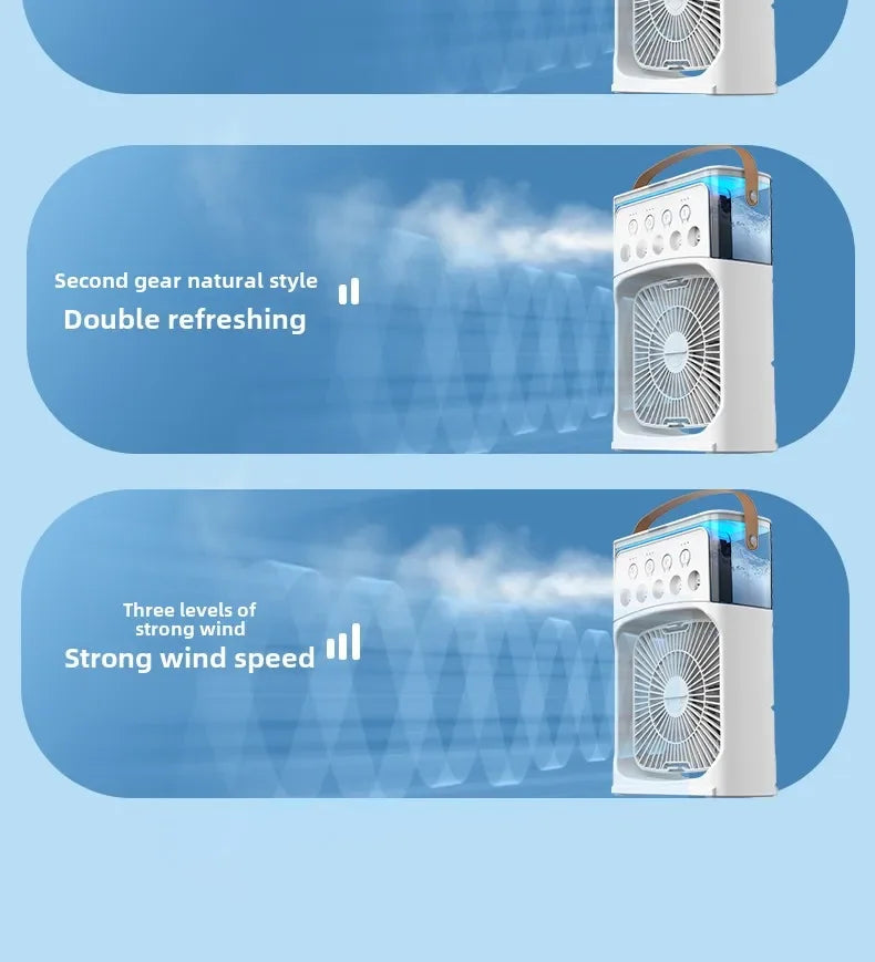 Portable 3 In 1 Fan Air Cooler LED Night Lights