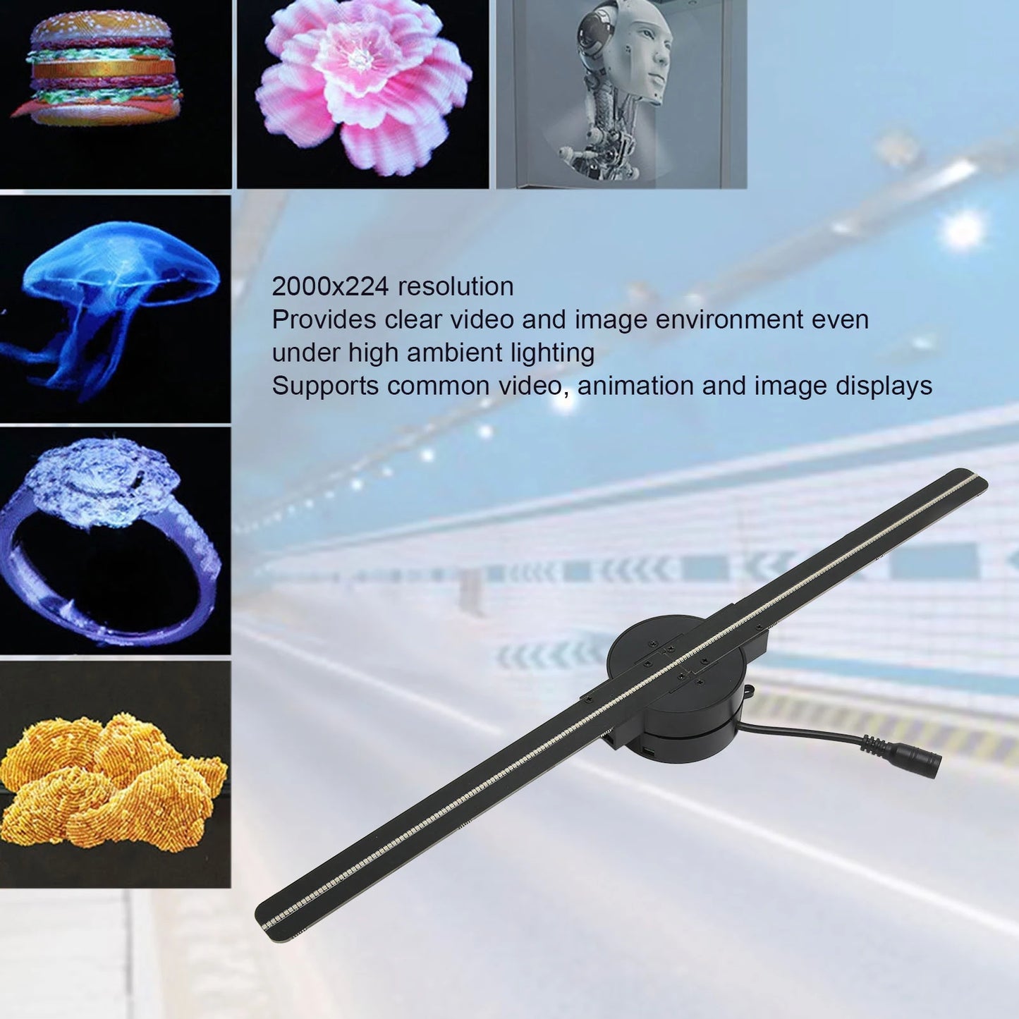 3D Hologram Fan Projector – 16.5" WiFi Display with 224 LEDs for Advertising