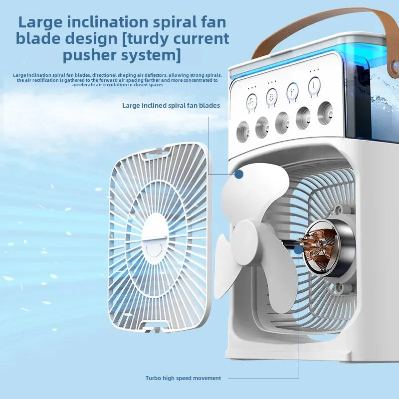 Portable 3 In 1 Fan Air Cooler LED Night Lights