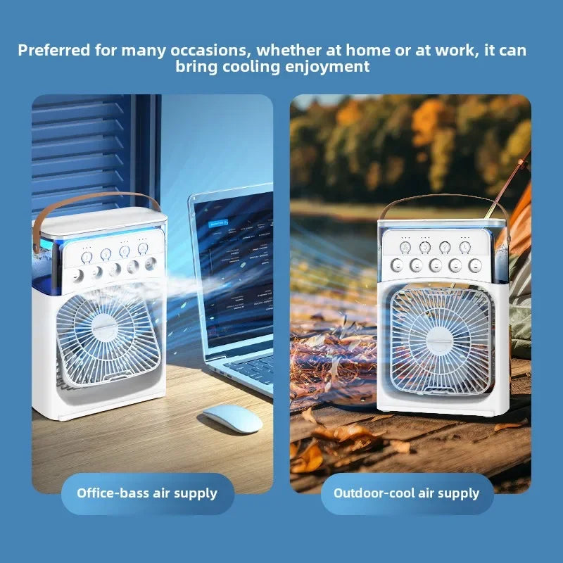 Portable 3 In 1 Fan Air Cooler LED Night Lights