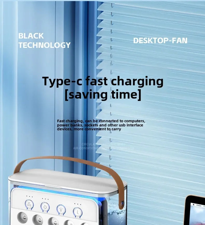 Portable 3 In 1 Fan Air Cooler LED Night Lights