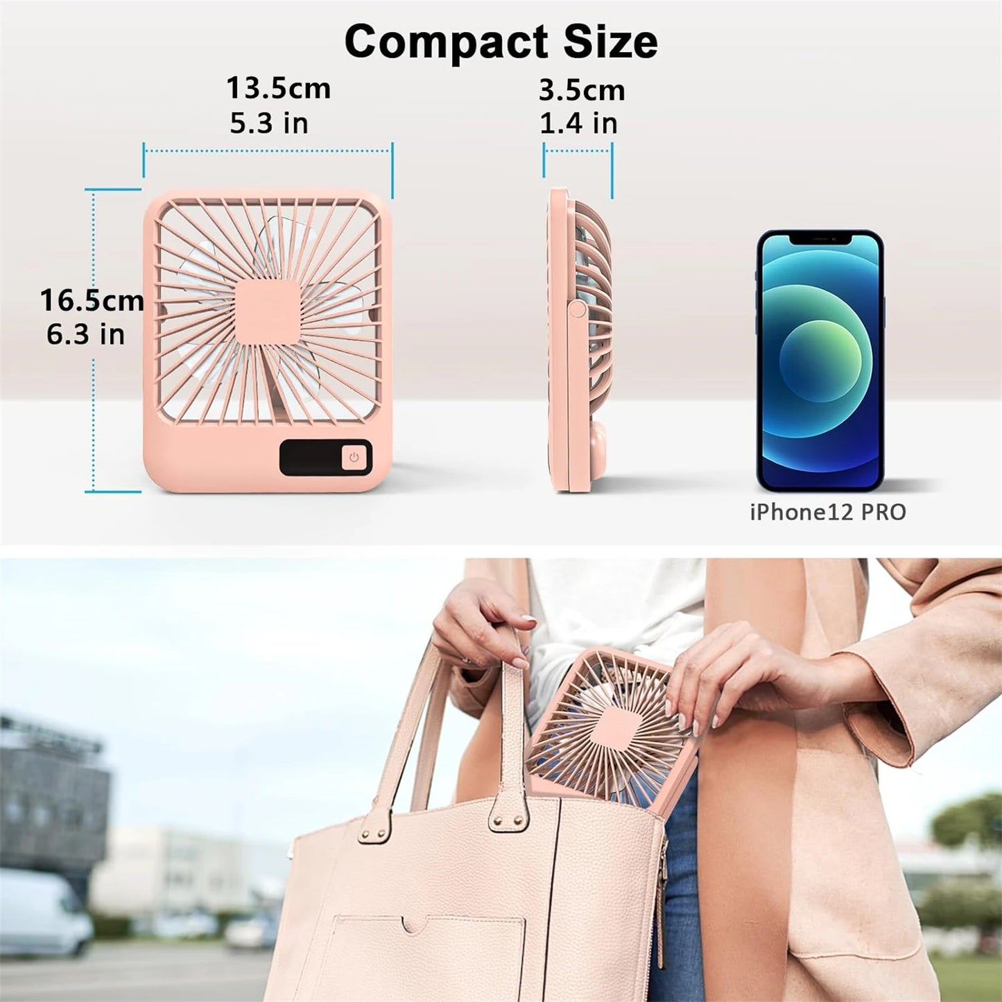USB Desk Fan – Foldable & Quiet | 5 Speeds + Rechargeable
