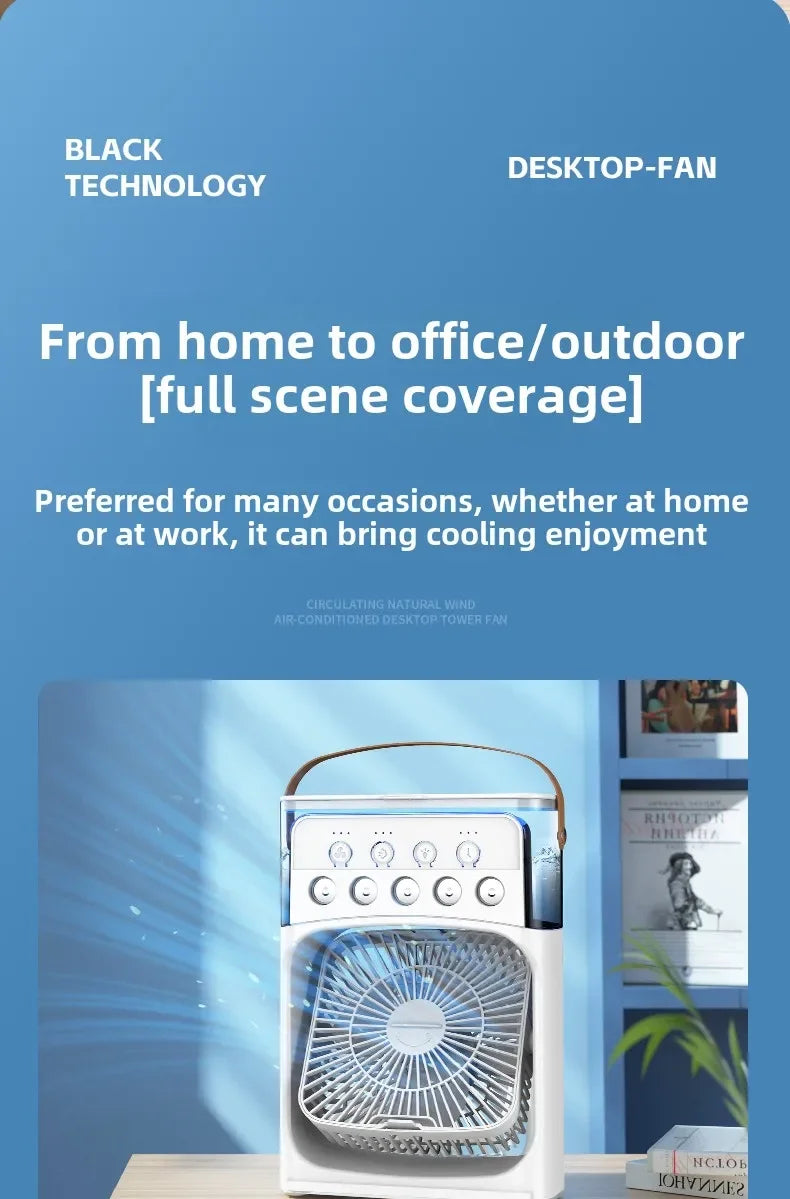 Portable 3 In 1 Fan Air Cooler LED Night Lights