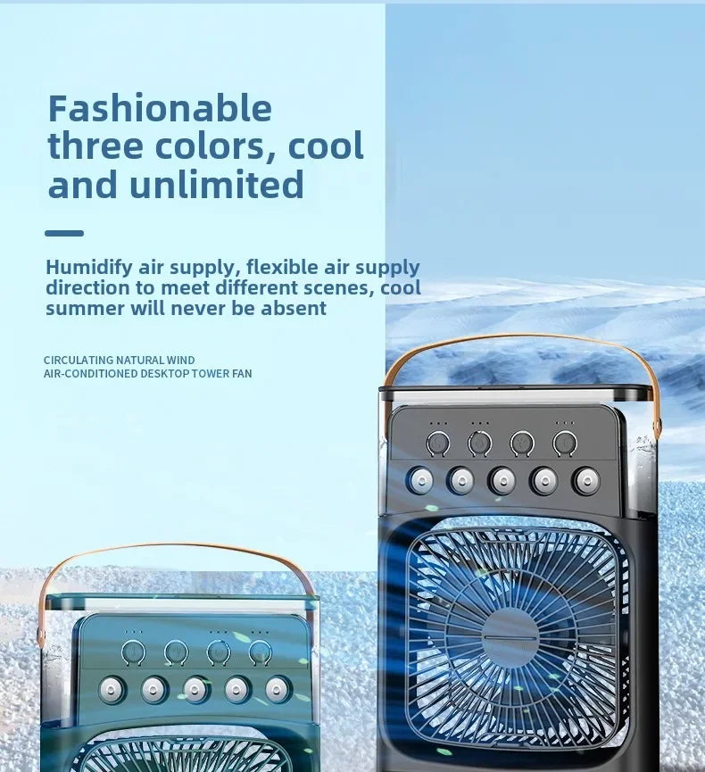 Portable 3 In 1 Fan Air Cooler LED Night Lights