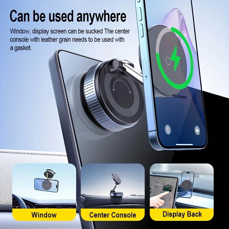 15W Magnetic Car Mount – Wireless Charging | 360° Foldable