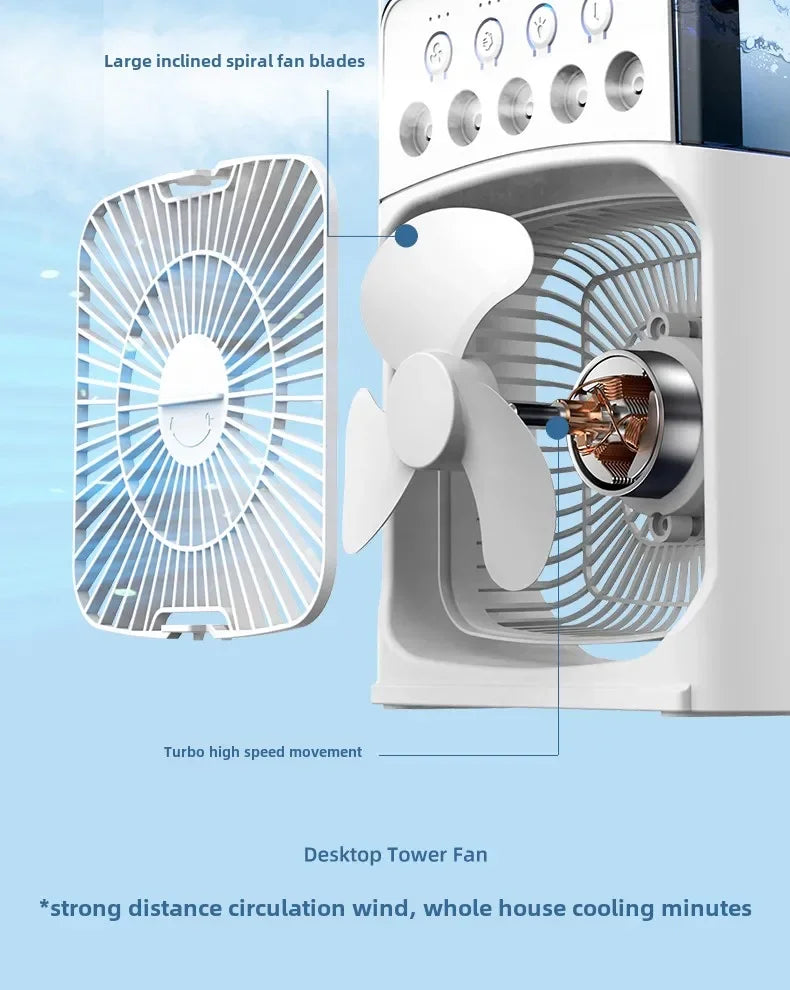 Portable 3 In 1 Fan Air Cooler LED Night Lights