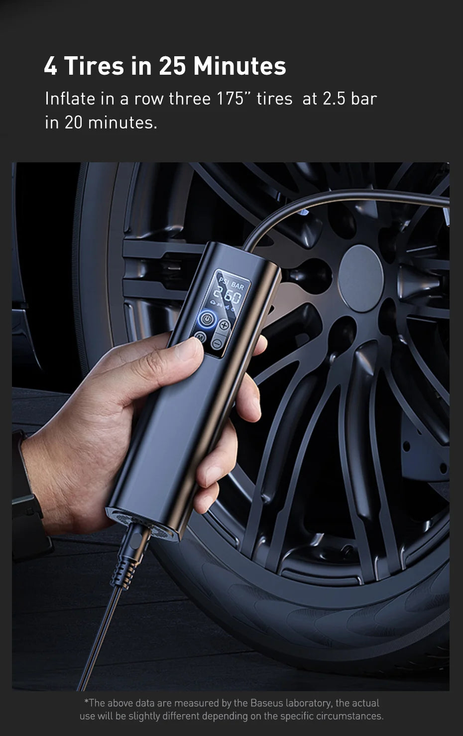 BASEUS™ Car Inflator – 150PSI Smart Digital Pump | Portable
