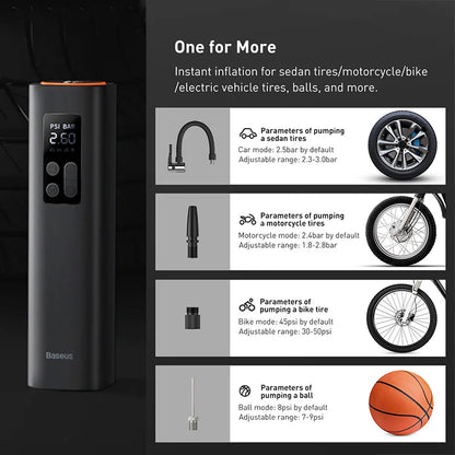 BASEUS™ Car Inflator – 150PSI Smart Digital Pump | Portable