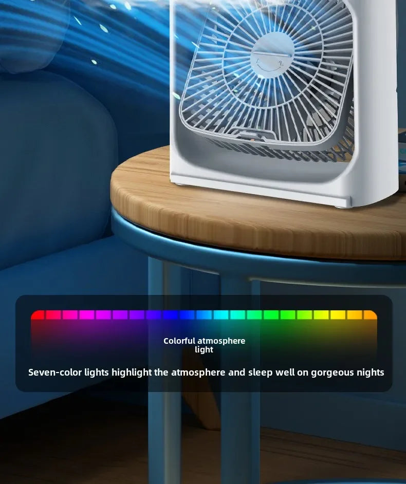 Portable 3 In 1 Fan Air Cooler LED Night Lights