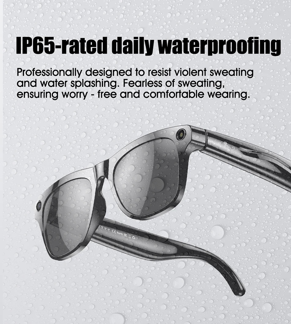 2025 Fashion AI 100MP Camera Smart Glasses Waterproof Bluetooth Call Playing Music Smart Glasses Identify Pictures Use ChatGPT