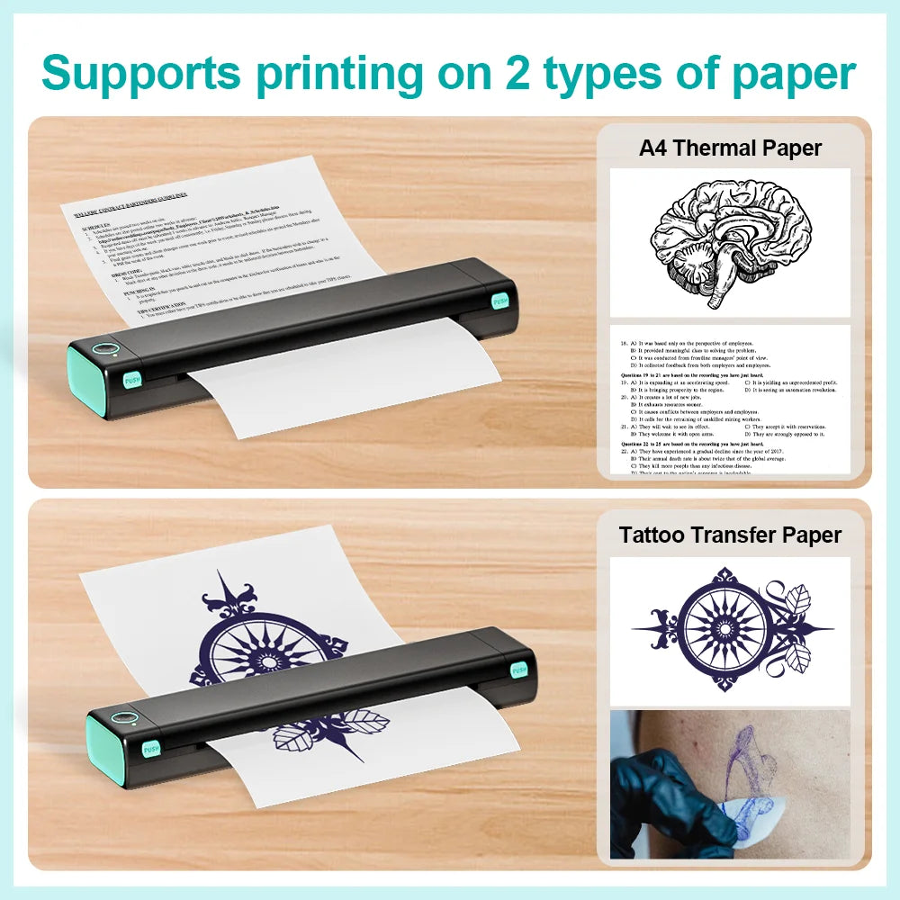 Phomemo™ M08F Wireless A4 Thermal Printer – Bluetooth Tattoo & Document Printing