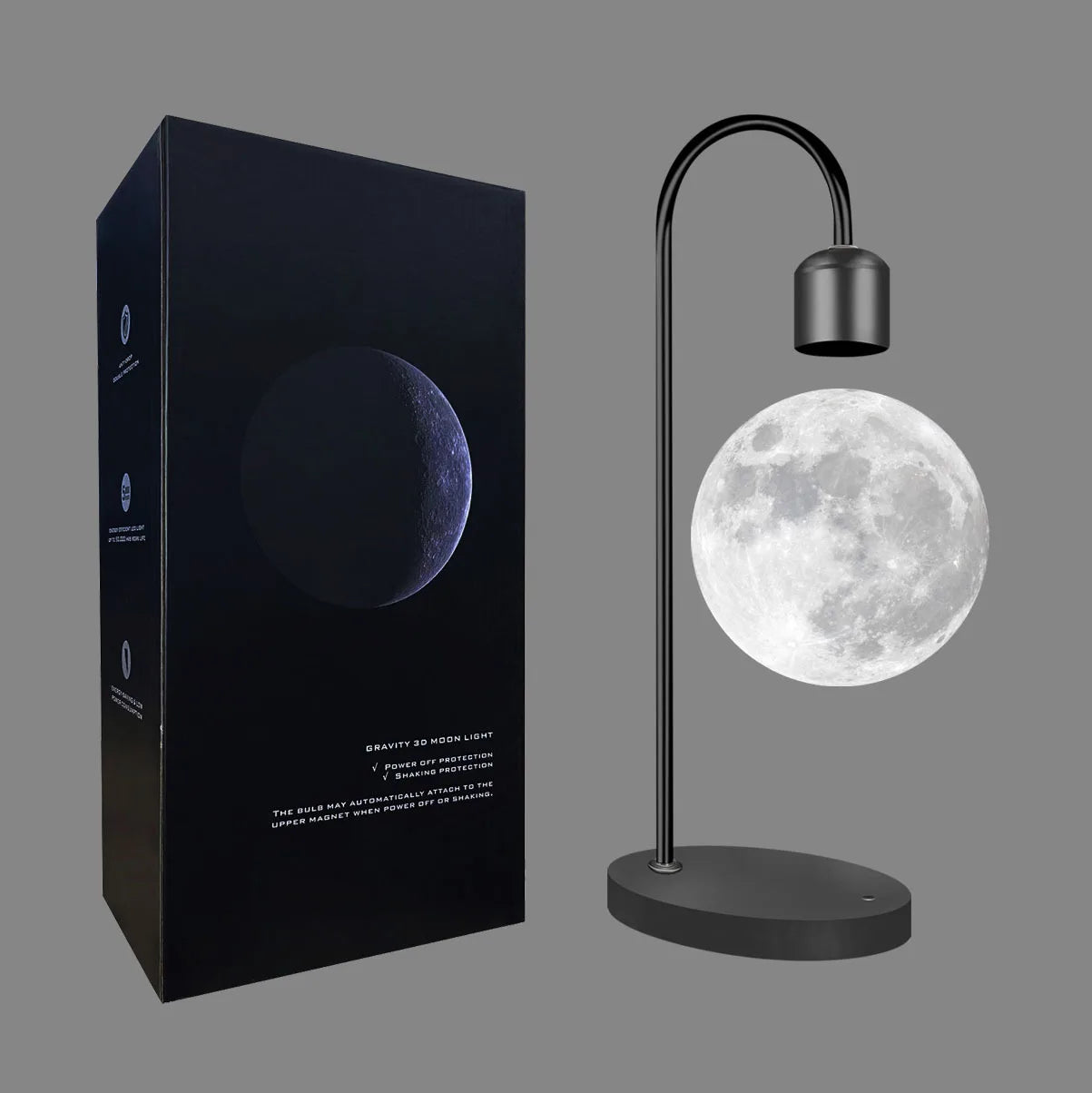 Three-color suspended switch maglev moon light bulb night  frame large star DIY