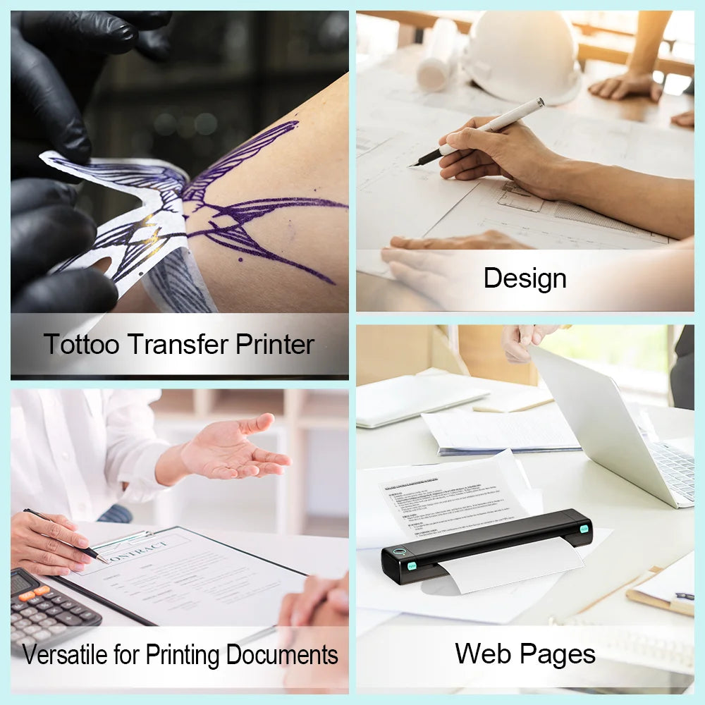 Phomemo™ M08F Wireless A4 Thermal Printer – Bluetooth Tattoo & Document Printing