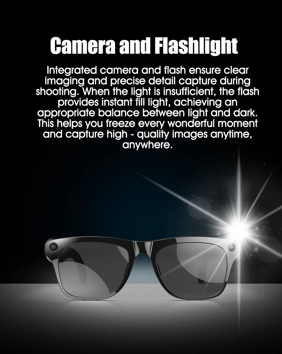 2025 Fashion AI 100MP Camera Smart Glasses Waterproof Bluetooth Call Playing Music Smart Glasses Identify Pictures Use ChatGPT