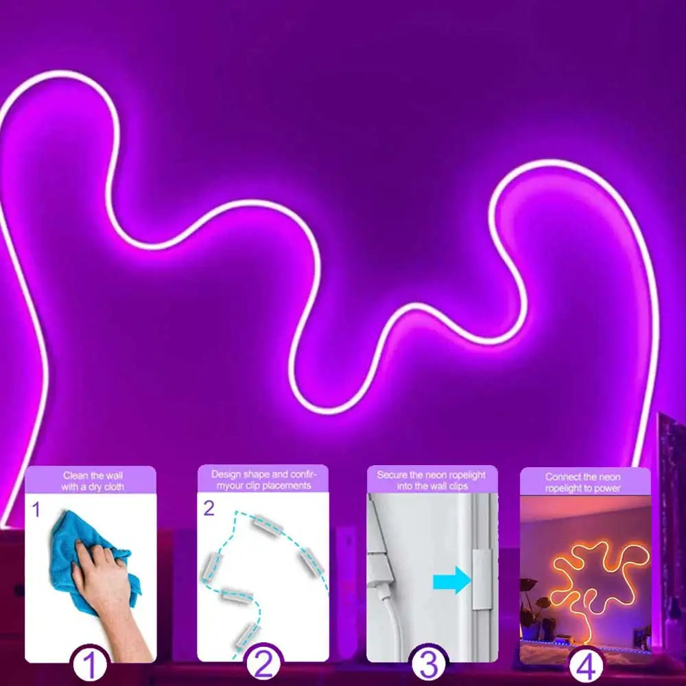 5M Neon LED Strip Lights USB 5V Strip IP65 Waterproof Control Led Flexible Diode Decoration For Home Living Room Decor Lighting