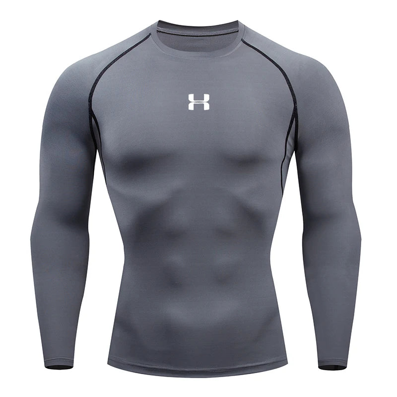 Men’s Compression Running T-Shirt – Long Sleeve Athletic Gym Top