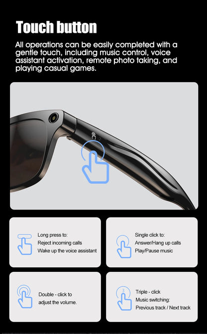 2025 Fashion AI 100MP Camera Smart Glasses Waterproof Bluetooth Call Playing Music Smart Glasses Identify Pictures Use ChatGPT