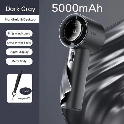 JISULIFE™ Travel Fan – 100 Speeds | LED Display | USB Rechargeable