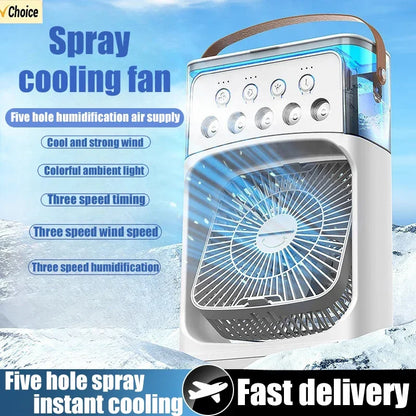 Portable 3 In 1 Fan Air Cooler LED Night Lights