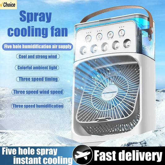 Portable 3 In 1 Fan Air Cooler LED Night Lights