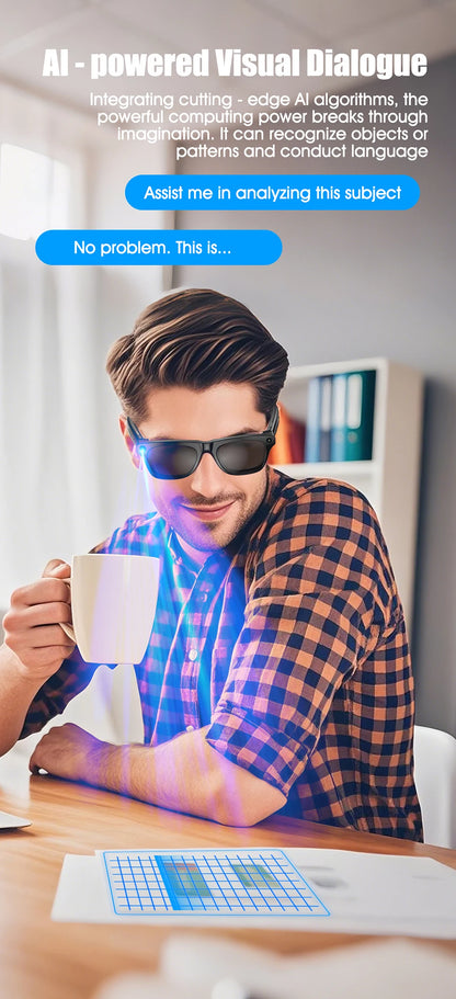 2025 Fashion AI 100MP Camera Smart Glasses Waterproof Bluetooth Call Playing Music Smart Glasses Identify Pictures Use ChatGPT