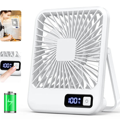 USB Desk Fan – Foldable & Quiet | 5 Speeds + Rechargeable