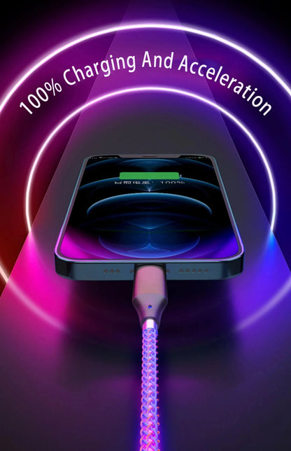 YUKANG™ RGB 3-in-1 Fast Charging Cable – Colorful Light | USB Universal
