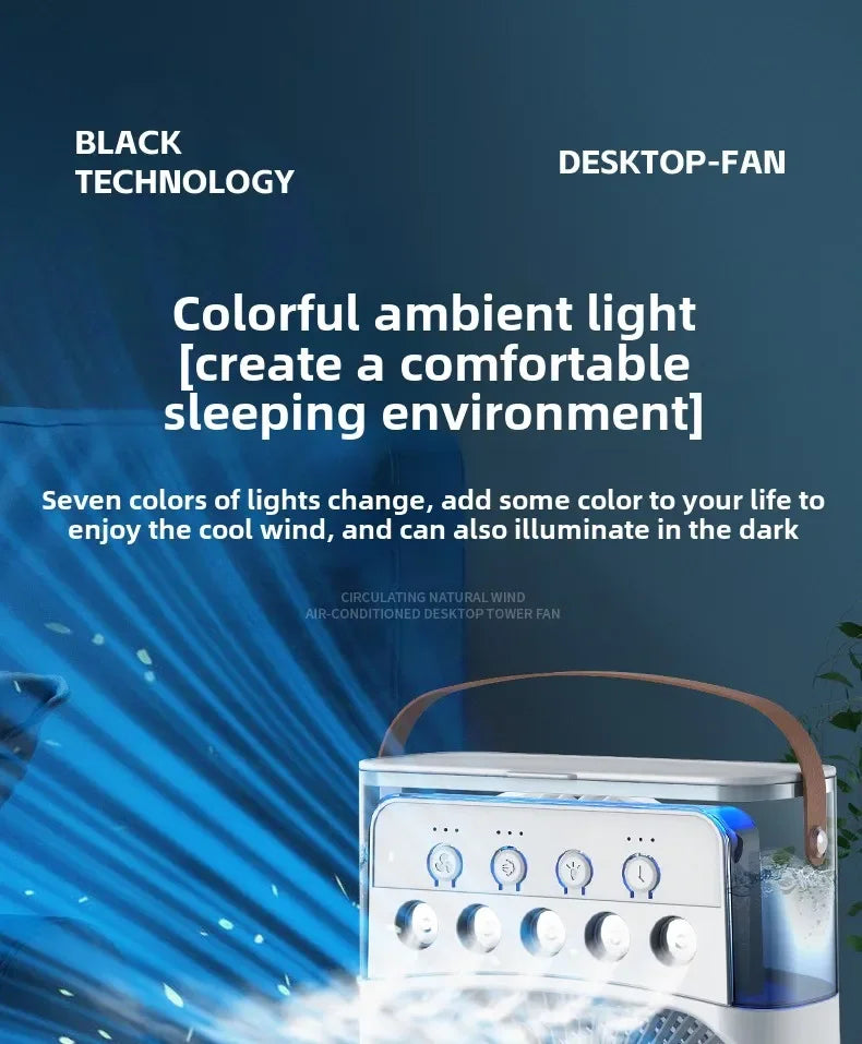 Portable 3 In 1 Fan Air Cooler LED Night Lights