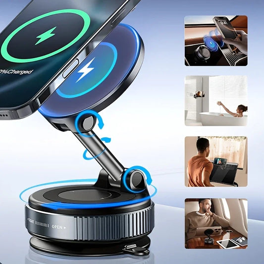 15W Magnetic Car Mount – Wireless Charging | 360° Foldable