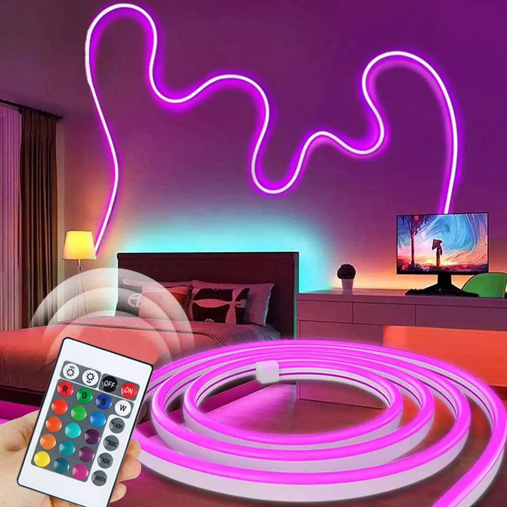 5M Neon LED Strip Lights USB 5V Strip IP65 Waterproof Control Led Flexible Diode Decoration For Home Living Room Decor Lighting