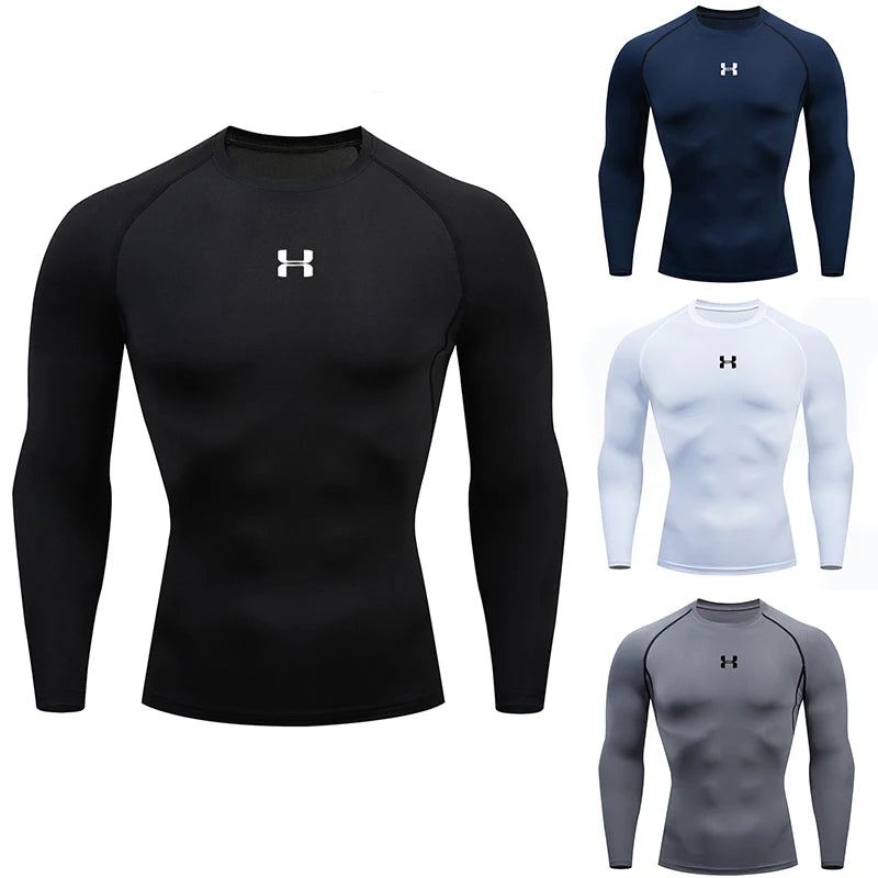 Men’s Compression Running T-Shirt – Long Sleeve Athletic Gym Top