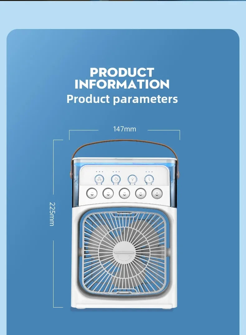 Portable 3 In 1 Fan Air Cooler LED Night Lights