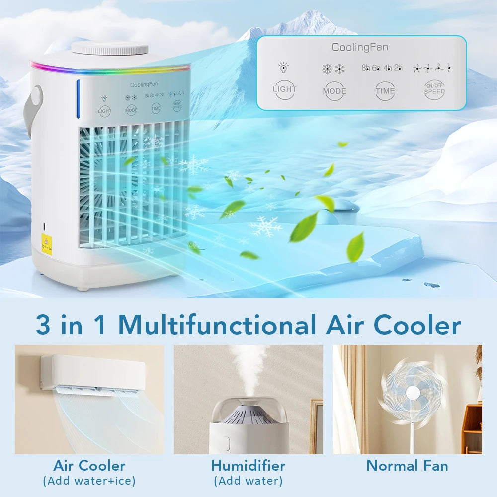 LZJV™ USB Mini Cooler – Portable Desktop Fan | Water Spray Cooling
