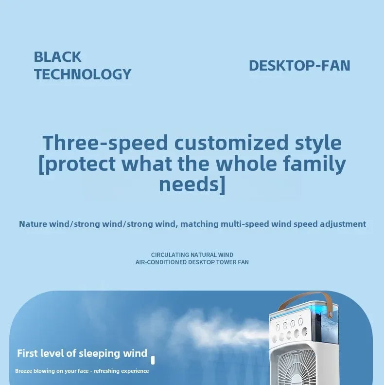 Portable 3 In 1 Fan Air Cooler LED Night Lights