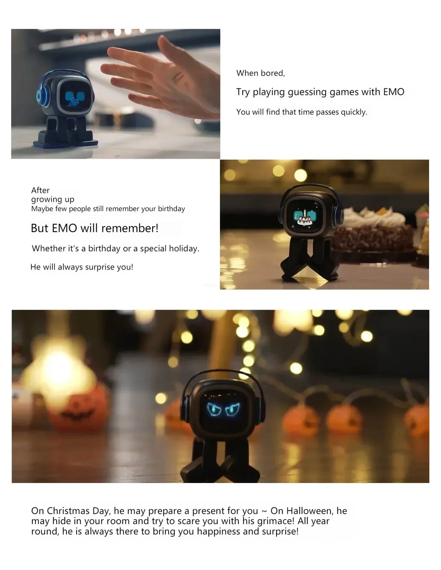 Emo Robot Pet Emopet Intelligent Companion  Ai Emotional Communication Future Voice Robot For Home Desktop Toys Kids Xmas Gift