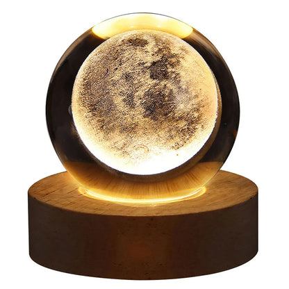 Crystal Ball LED Glowing Warm Color Saturn Galaxy 3D Engraving Desktop Lamp USB Bedroom Atmosphere Small Birthday Children Gift