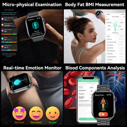 2025 New Health Tracker Uric Acid Lipids Blood Components Smart Watch Blood Pressure ECG+PPG Clock Body Analysis Smartwatch Men