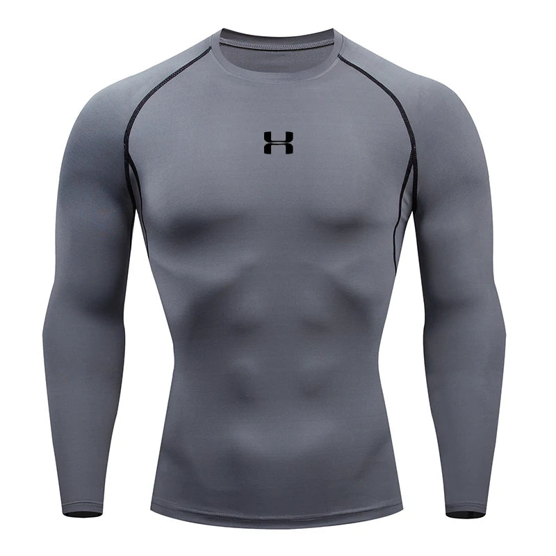 Men’s Compression Running T-Shirt – Long Sleeve Athletic Gym Top