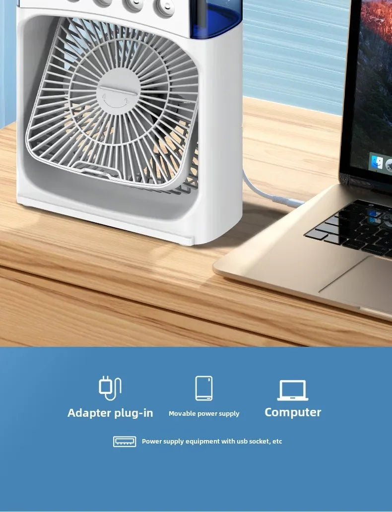 Portable 3 In 1 Fan Air Cooler LED Night Lights