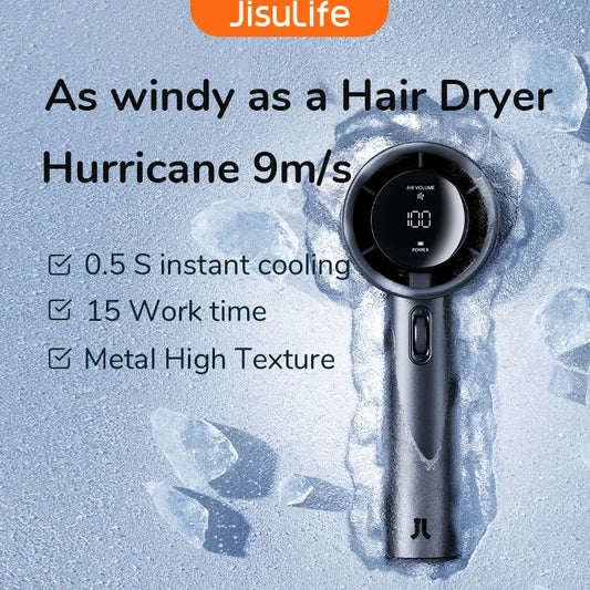 JISULIFE™ Travel Fan – 100 Speeds | LED Display | USB Rechargeable