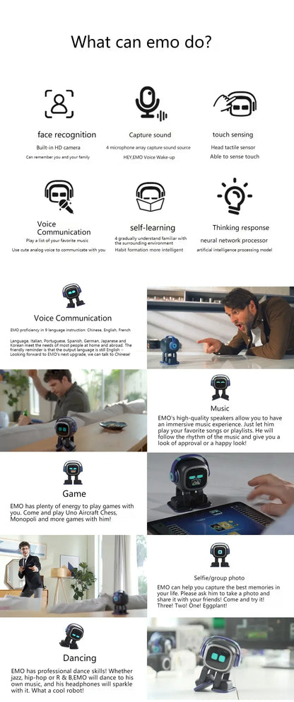 Emo Robot Pet Emopet Intelligent Companion  Ai Emotional Communication Future Voice Robot For Home Desktop Toys Kids Xmas Gift