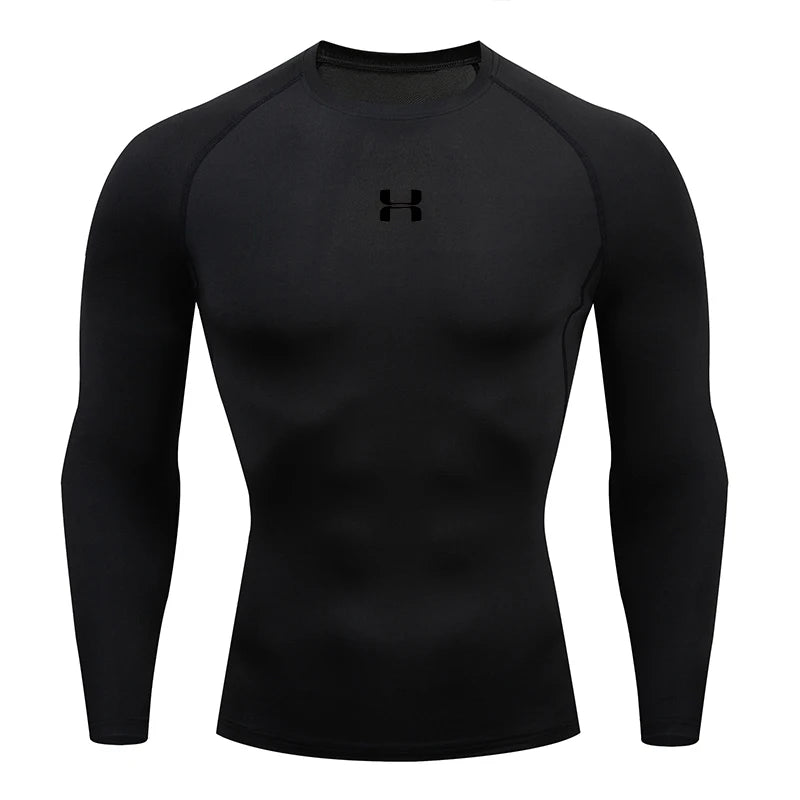 Men’s Compression Running T-Shirt – Long Sleeve Athletic Gym Top