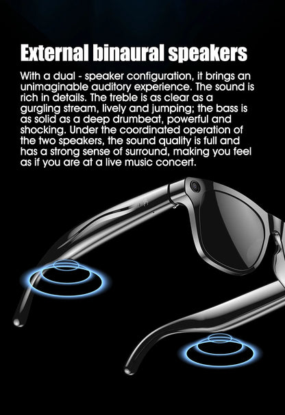 2025 Fashion AI 100MP Camera Smart Glasses Waterproof Bluetooth Call Playing Music Smart Glasses Identify Pictures Use ChatGPT